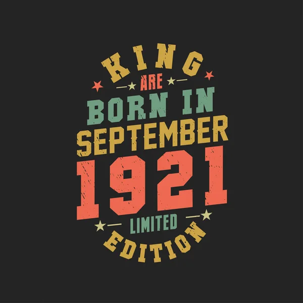 Kral Eylül 1921 Doğdu Kral Eylül 1921 Doğdu Retro Vintage — Stok Vektör