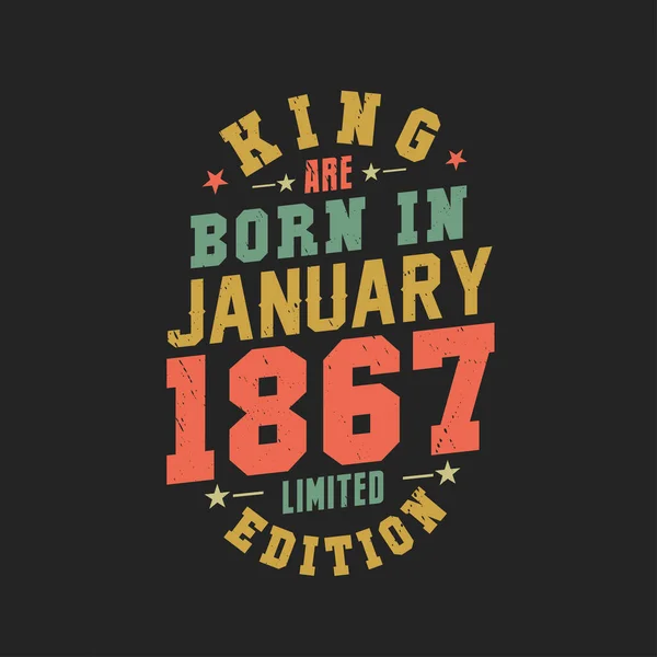 Kral Ocak 1867 Doğdu Kral Ocak 1867 Doğdu Retro Vintage — Stok Vektör