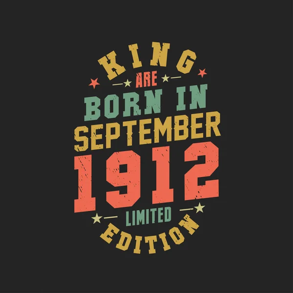 Kral Eylül 1912 Doğdu Kral Eylül 1912 Doğdu Retro Vintage — Stok Vektör