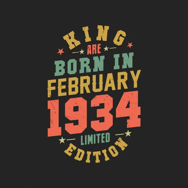 Kral Şubat 1934 Doğar Kral Şubat 1934 Doğdu Retro Vintage — Stok Vektör