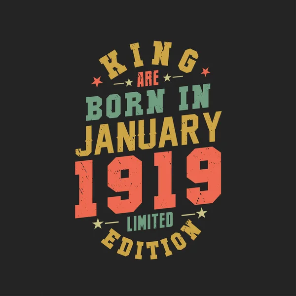 Rey Nace Enero 1919 Rey Nacen Enero 1919 Retro Vintage — Archivo Imágenes Vectoriales
