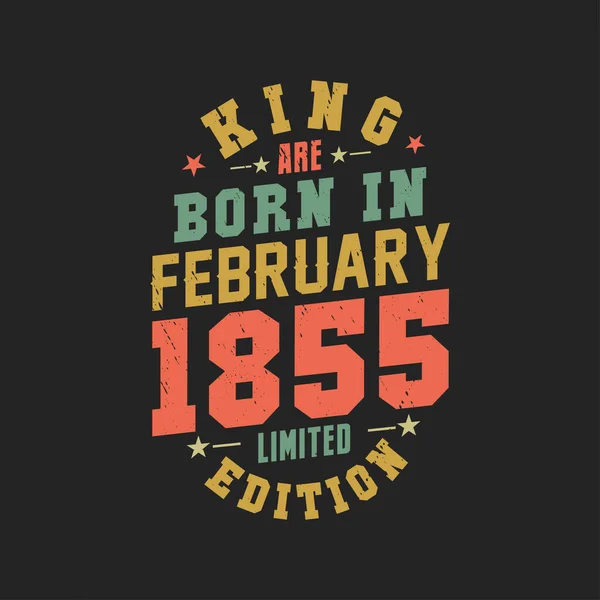Rei Nasceu Fevereiro 1855 Rei Nascem Fevereiro 1855 Retro Vintage — Vetor de Stock