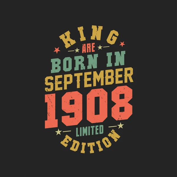 Kral Eylül 1908 Doğdu Kral Eylül 1908 Doğdu Retro Vintage — Stok Vektör