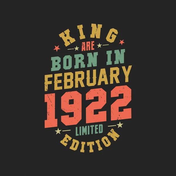 Kral Şubat 1922 Doğar Kral Şubat 1922 Doğdu Retro Vintage — Stok Vektör