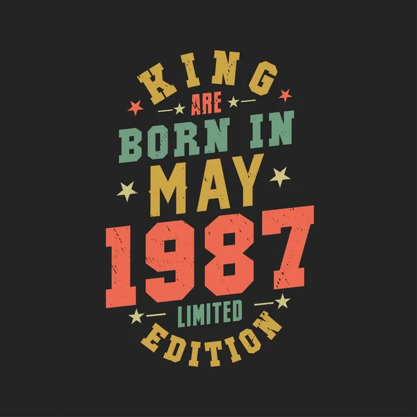 King Nascem Maio 1987 Rei Nascem Maio 1987 Retro Aniversário — Vetor de Stock