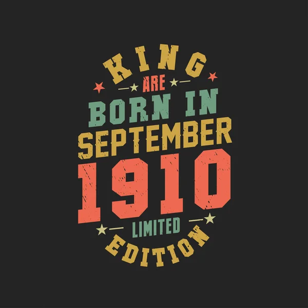 Kral Eylül 1910 Doğdu Kral Eylül 1910 Doğdu Retro Vintage — Stok Vektör