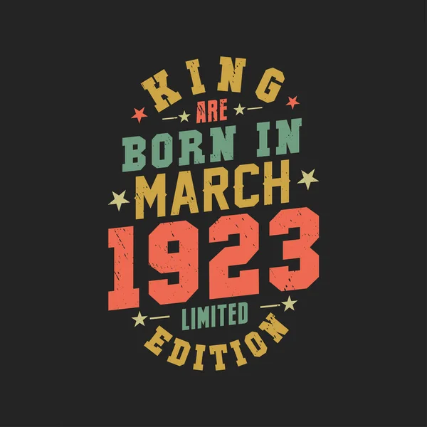 Kral Mart 1923 Doğdu Kral Mart 1923 Doğdu Retro Vintage — Stok Vektör