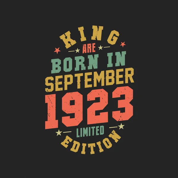 国王生于1923年9月 国王生于1923年9月复古复古生日 — 图库矢量图片