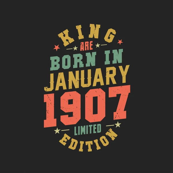 Kral Ocak 1907 Doğdu Kral Ocak 1907 Doğdu Retro Vintage — Stok Vektör