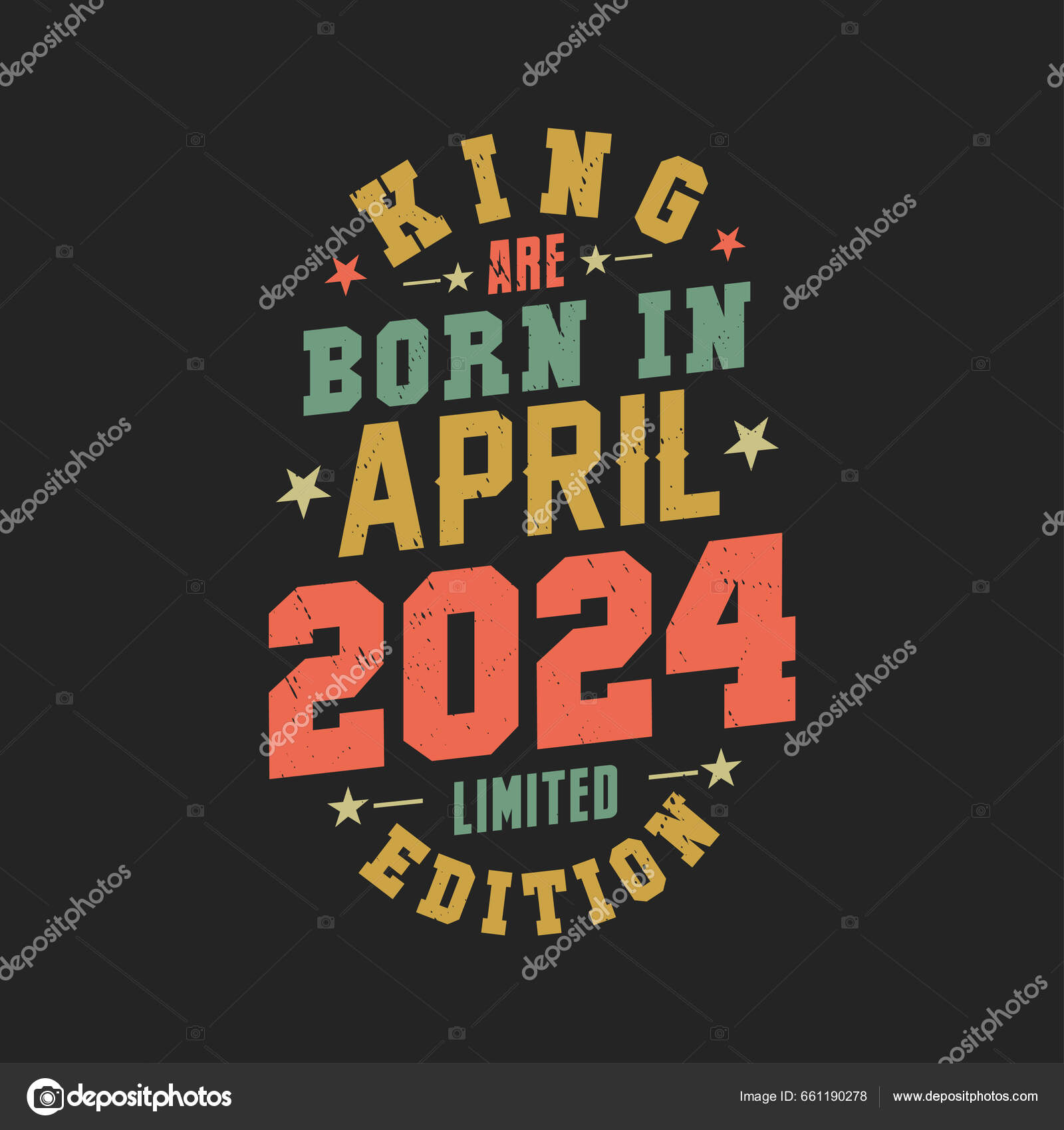 Rey Nace Abril 2024 Rey Nace Abril 2024 Retro Vintage Vector de stock ...