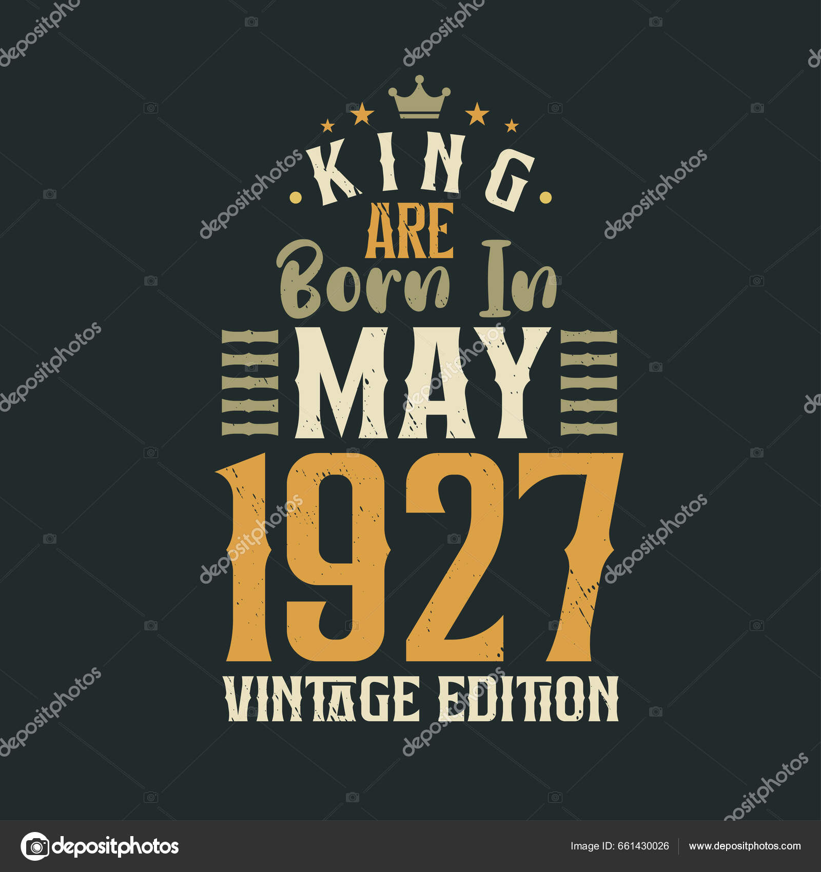 King Born May 1927 Vintage Edition King Born May 1927 Stock Vector by