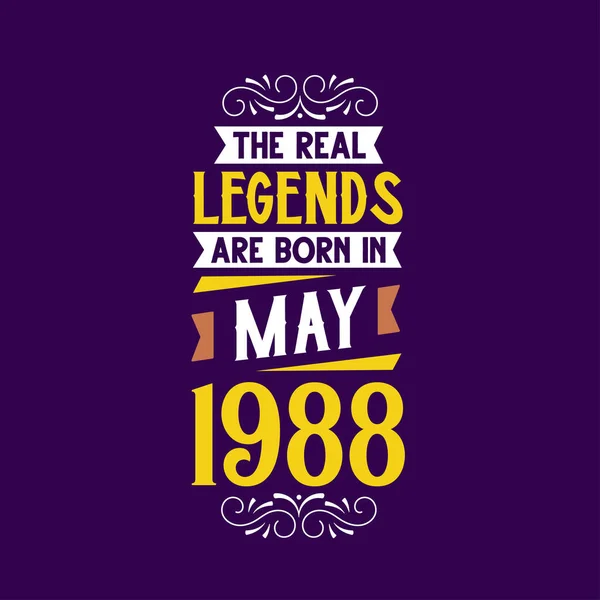 Echte Legende Geboren Mei 1988 Geboren Mei 1988 Retro Vintage — Stockvector