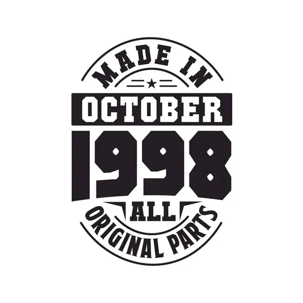 Ekim 1998 Yapılmış Ekim 1998 Doğdu Retro Vintage Doğum Günü — Stok Vektör