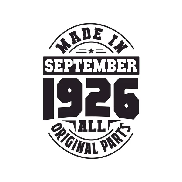 Eylül 1926 Yapılmış Doğum Tarihi Eylül 1926 Retro Vintage Doğum — Stok Vektör