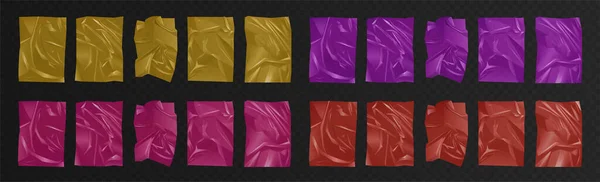 Illustration Vectorielle Polyéthylène Film Plissé Plastique Matériau Emballage Réaliste Rouge — Image vectorielle