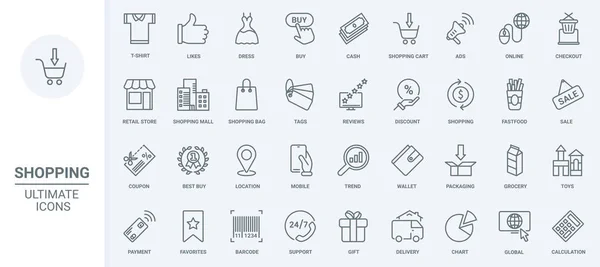 Online Business Retail Store Thin Line Icons Set Vector Illustration — Stock Vector