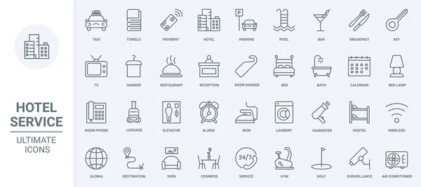 Die Icons Für Hoteldienstleistungen Stellen Die Vektorillustration Dar Abstrakte Skizze — Stockvektor