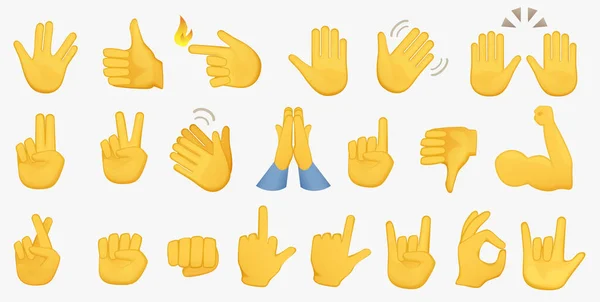 Emoji Hand Icons Hands Gesture Icons Symbols Set Different Hands — Stock Vector