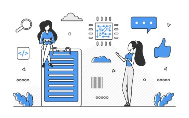 Dijital iş projesi. Uygulama planı, iş stratejisi vektörü tek renk illüstrasyonu