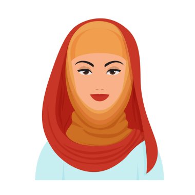 Middle eastern arab woman avatar. Islamic woman wearing hijab vector cartoon illustration