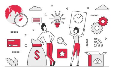 Successful annual earnings. Business revenue, growth company profit vector monocolor illustration