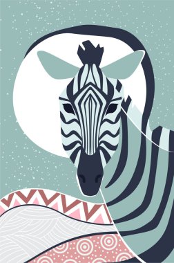 Portrait of african zebra. Wildlife safari fauna, africa animal vector cartoon illustration