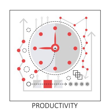 Effective work productivity. Time management, work efficinecy performance vector illustration