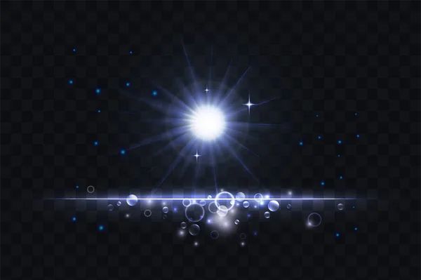 Cold Blue Galaxy Glowing Light Effect Illustration Magic Shiny Silver — ストックベクタ