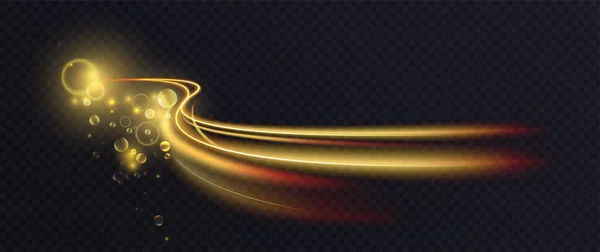 Cometa Dourado Com Trilha Linha Luminosa Forma Onda Ilustração Vetor —  Vetores de Stock