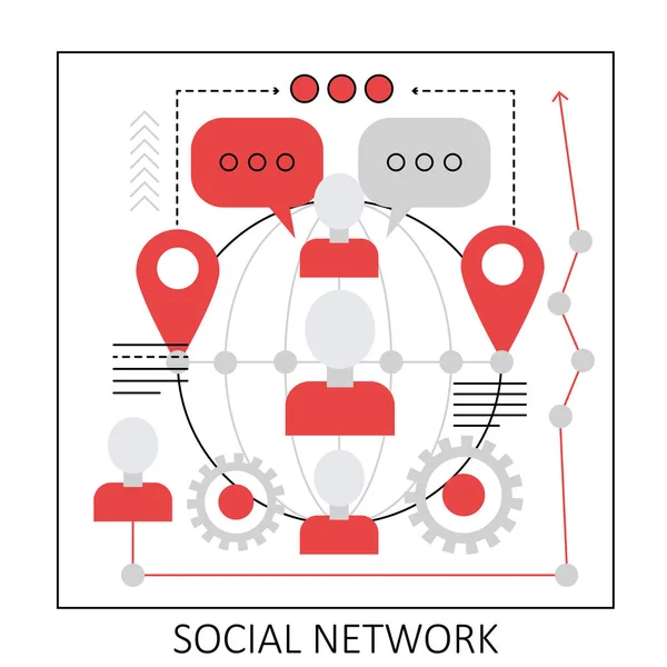 Soziale Online Netzwerke Menschen Digitale Verbindung Elektronische Kommunikation Vektor Illustration — Stockvektor