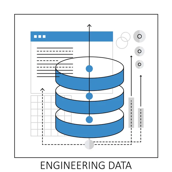 Engineering Data Center System Database Administration Hosting Server Vector Illustration — Stock Vector