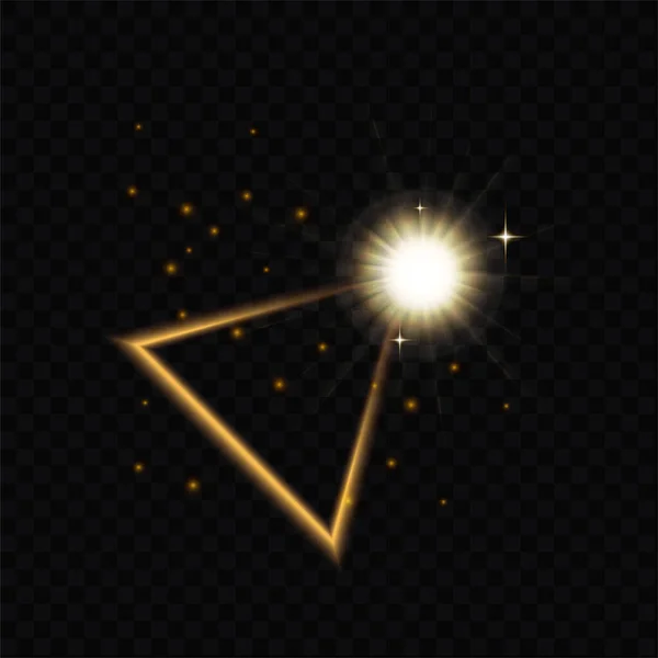 Abstract Realistische Luxe Driehoekige Geometrische Vorm Met Stralend Lichteffect Uitbarsting — Stockvector