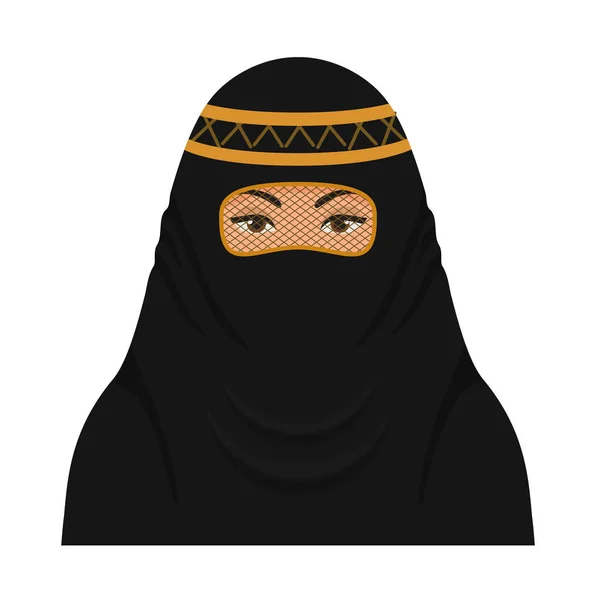 黒のイスラムのドレスでアラビア人の女性 伝統的なイスラム教徒の女性の評価ベクトル漫画のイラスト — ストックベクタ