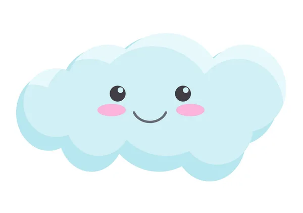 Lächelnde Süße Wolke Wettervorhersage Schönes Gesicht Emotionaler Ausdruck Vektor Cartoon — Stockvektor