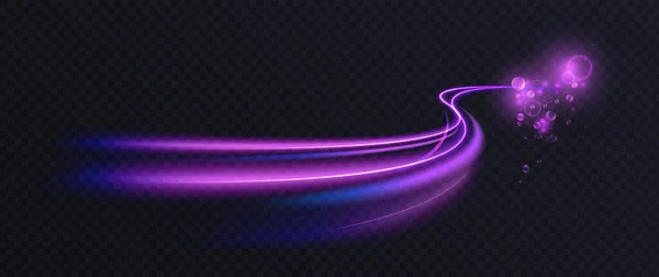 Фіолетова Фіолетова Комета Яскравою Лінією Хвильової Форми Сяючим Світловим Ефектом — стоковий вектор