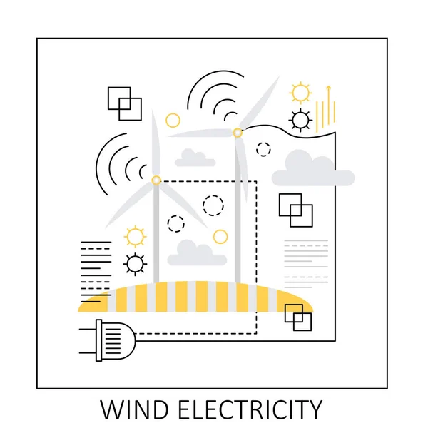 Windenergie Duurzame Energie Oplossing Milieuvriendelijke Elektriciteit Vector Illustratie — Stockvector
