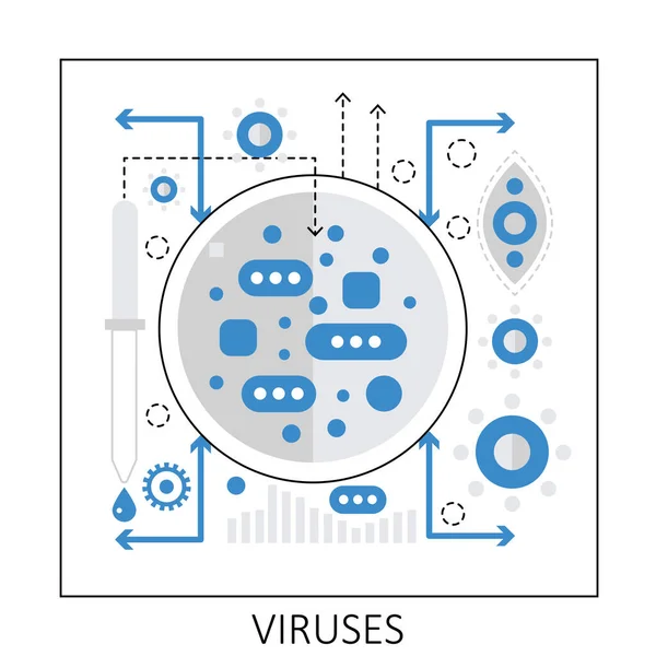 stock vector Viruses laboratory research. Science discovery, virology testing virus vector illustration