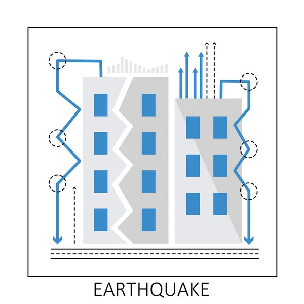 Naturalne Trzęsienie Ziemi Aktywność Sejsmiczna Ilustracja Wektora Zniszczenia Budynku — Wektor stockowy