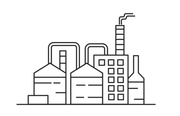 Manufacturing Factory Building Industrial Power Station Vector Outline Illustration — Stock Vector