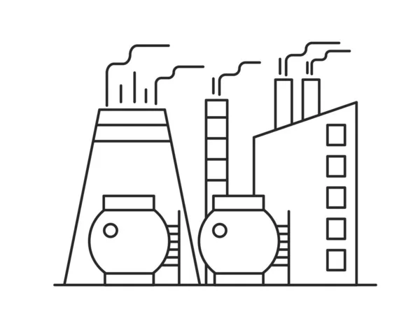 Будівництво Теплоелектростанції Промислова Фабрика Промислового Виробництва Векторні Контури Ілюстрації — стоковий вектор