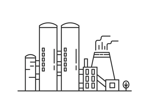Raffinaderiernas Kraftverk Industriell Fabrik Byggnad Växt Arkitektur Vektor Skiss Illustration — Stock vektor