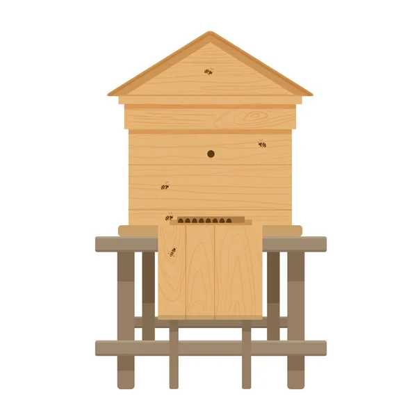 Ферма Пчелиных Домов Пчеловодство Производство Меда Векторная Иллюстрация Пасечных Ферм — стоковый вектор