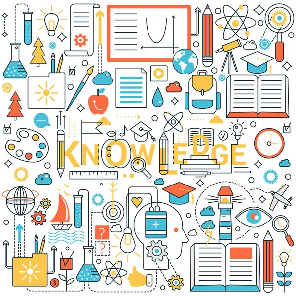 Γνώση Κερδίζει Μαθαίνοντας Νέες Δεξιότητες Αυτο Ανάπτυξη Εκπαίδευση Είναι Δύναμη — Διανυσματικό Αρχείο