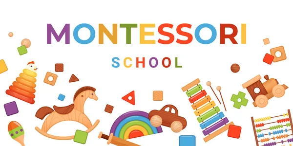 Montessori Sancak Tasarım Vektör Çizimi Çizgi Film Bebek Çocukların Erken — Stok Vektör