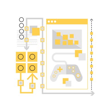 Çevrimiçi oyunlar oynuyor. Video oyunu, dijital oyuncular ağ vektör illüstrasyonu