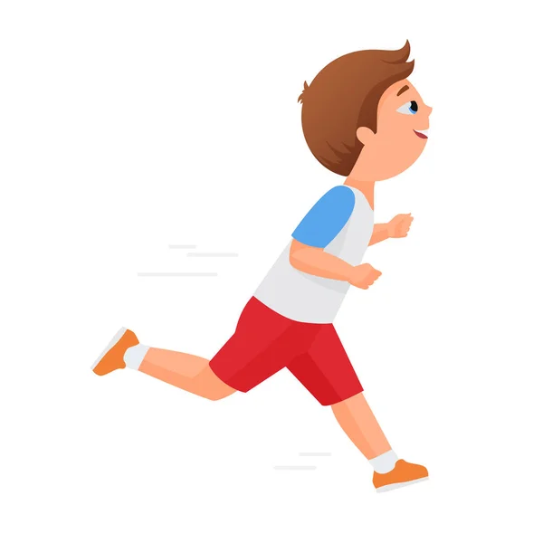 Мальчик Бежит Спортивные Мероприятия Открытом Воздухе Детей Векторная Иллюстрация Активного — стоковый вектор