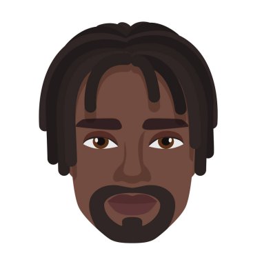 Afro sakallı adam. Moda Afrikalı erkek saç kesimi, şık saç modeli, izole edilmiş illüstrasyon.