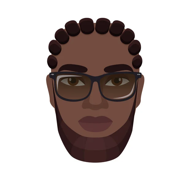 アフリカの男性ヒップスター 流行のアフリカ人男性 スタイリッシュなヘアカットベクター単離イラスト — ストックベクタ