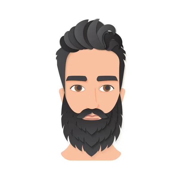 Cabeça Homem Barbudo Cabeleireiro Barbearia Bonito Cara Desenho Animado Vetor — Vetor de Stock