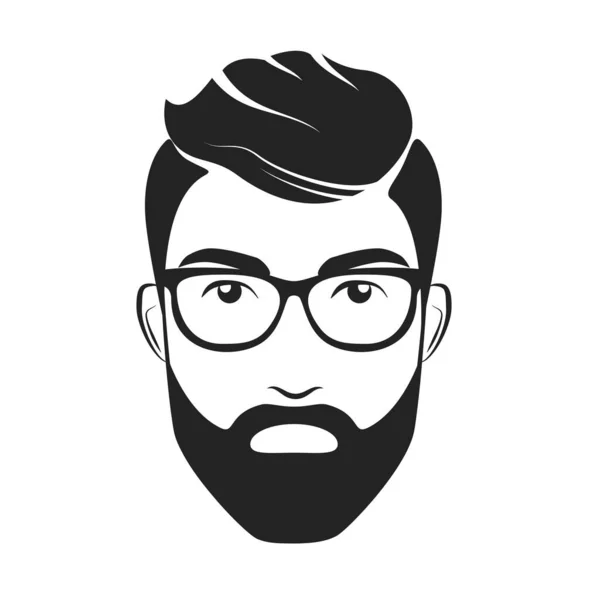 Uma Barbearia Homens Logotipo Corte Cabelo Masculino Elegante Rosto Masculino — Vetor de Stock